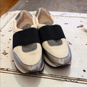 Michael Antonio Cream and Silver Sneakers